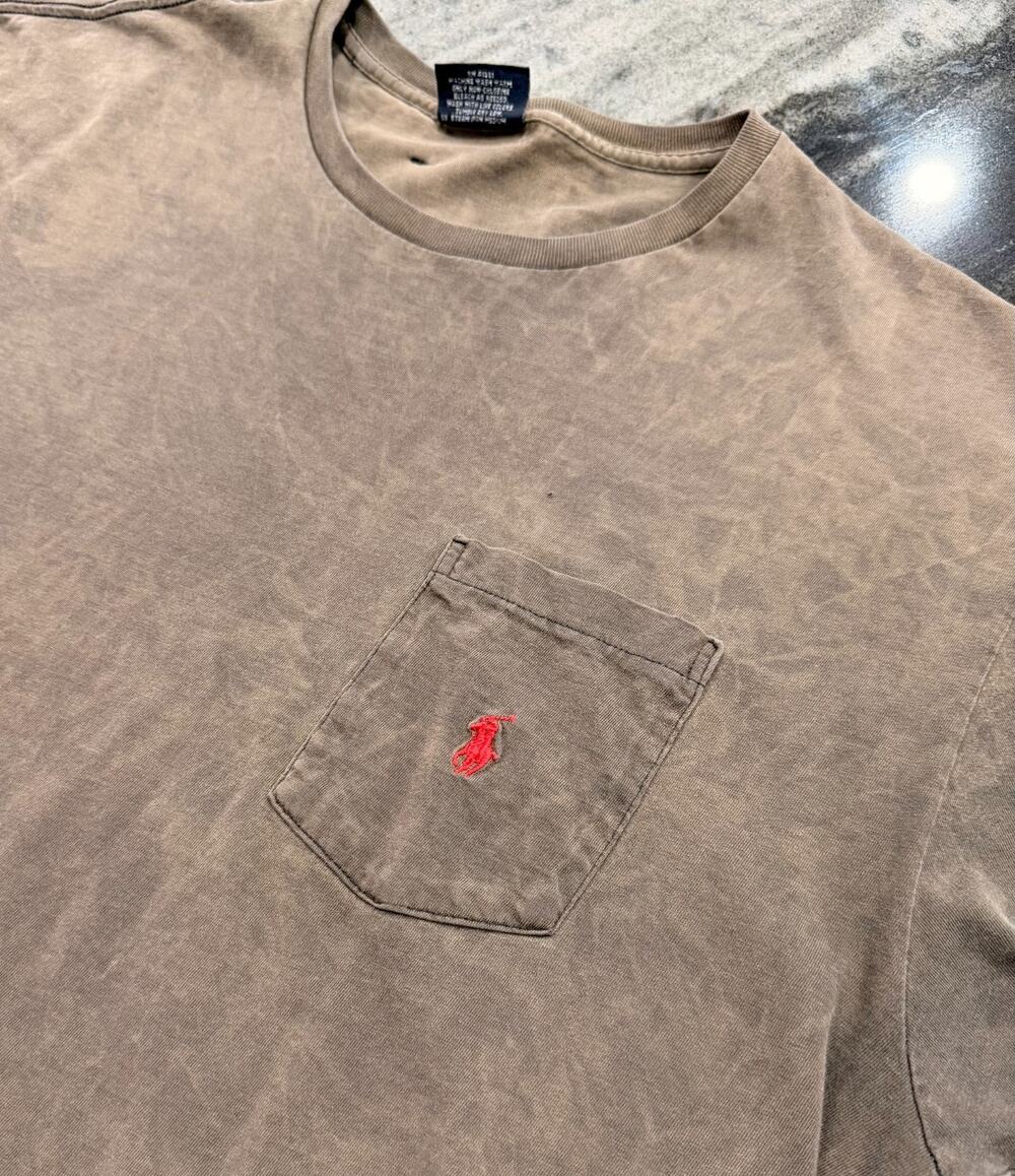 Vintage Polo Ralph Lauren Large Distressed Faded Tan Red Pony Pocket Tee Grunge